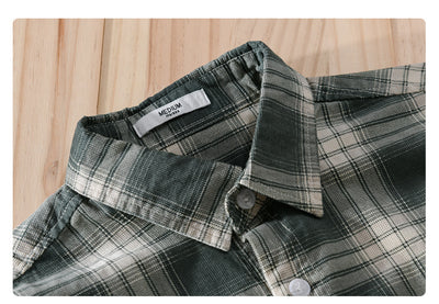 Camisa Cuadriculada de Algodón Cepillado - Estilo Retro Casual - Image 35