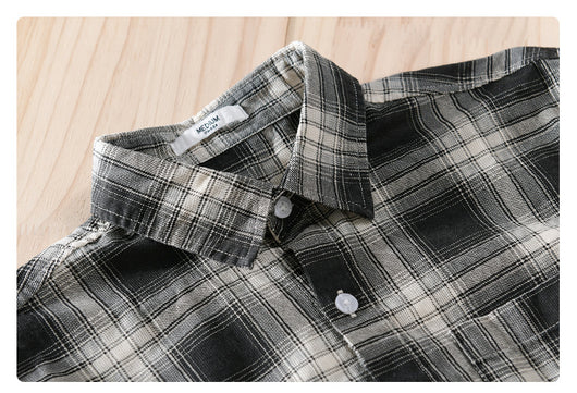 Camisa Cuadriculada de Algodón Cepillado - Estilo Retro Casual - Image 42