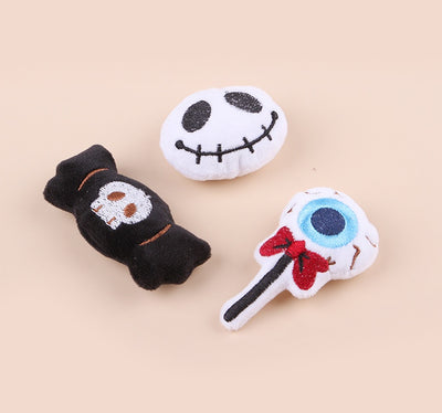 Plush cat teaser shaped like an eyeball lollipop with a blue iris, black pupil, and red bow. - Image 13