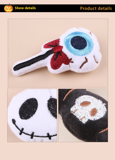 Plush cat teaser shaped like an eyeball lollipop with a blue iris, black pupil, and red bow. - Image 16