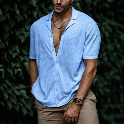 Cardigan Suelto de Manga Corta Color Liso para Hombre - Image 19