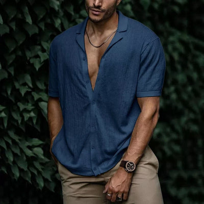 Cardigan Suelto de Manga Corta Color Liso para Hombre - Image 20
