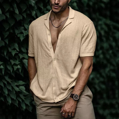 Cardigan Suelto de Manga Corta Color Liso para Hombre - Image 22