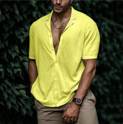 Cardigan Suelto de Manga Corta Color Liso para Hombre - Image 23