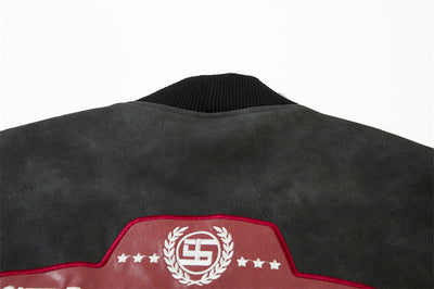 Chaqueta Béisbol Estilo Europeo Americana con Bordado y Cuero PU - Image 34