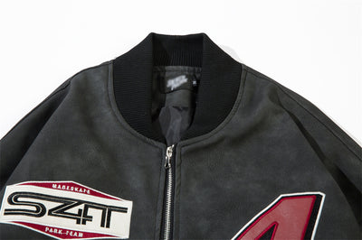 Chaqueta Béisbol Estilo Europeo Americana con Bordado y Cuero PU - Image 39