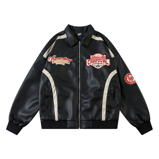 Chaqueta de Cuero Suelta con Letras Bordadas Estilo Europeo Americano - Image 38