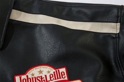Chaqueta de Cuero Suelta con Letras Bordadas Estilo Europeo Americano - Image 42