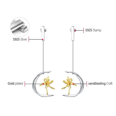 Aretes de Plata S925 Diseño Flor de Lis Semi-Floral para Mujer - Image 20