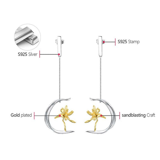 Aretes de Plata S925 Diseño Flor de Lis Semi-Floral para Mujer - Image 20