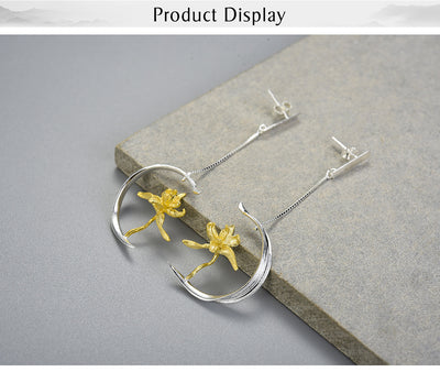 Aretes de Plata S925 Diseño Flor de Lis Semi-Floral para Mujer - Image 21