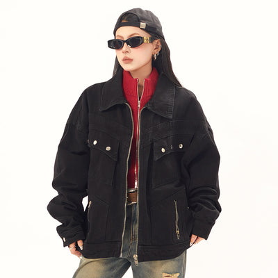 Chaqueta Denim Vintage Punk Lavado Desgastado Unisex - Image 27