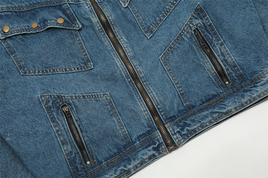 Chaqueta Denim Vintage Punk Lavado Desgastado Unisex - Image 32