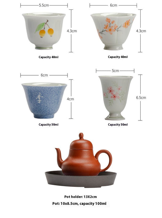 Juego de Té Artesanal en Arcilla Púrpura - Tetera y Tazas Pintadas a Mano - Image 9