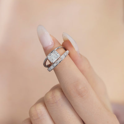 Anillo Doble Capa Plata S925 Flor de Hielo Rectangular con Zirconia 8A - Image 9