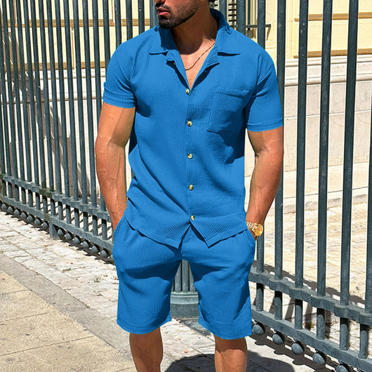 Conjunto de Verano Hombre: Cardigan con Solapa y Shorts a Rayas - Image 65