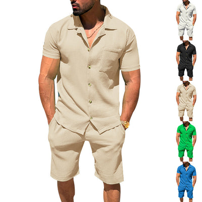 Conjunto de Verano Hombre: Cardigan con Solapa y Shorts a Rayas - Image 74