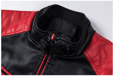 Chaqueta de Cuero para Motociclista con Cuello Alto Retro y Costuras Reforzadas - Image 22