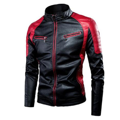 Chaqueta de Cuero para Motociclista con Cuello Alto Retro y Costuras Reforzadas - Image 24