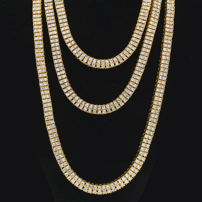 Collar de Doble Fila con Diamantes Estilo Hip Hop - Image 8