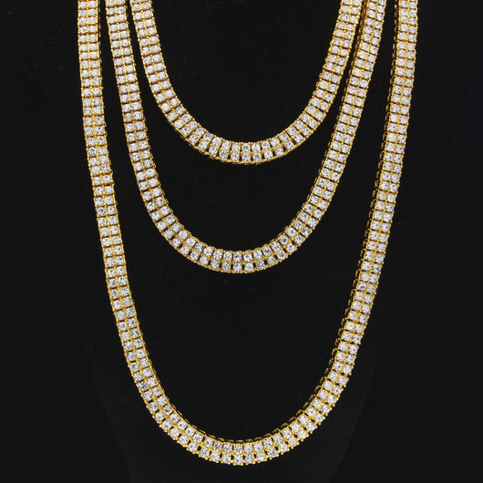Collar de Doble Fila con Diamantes Estilo Hip Hop - Image 8