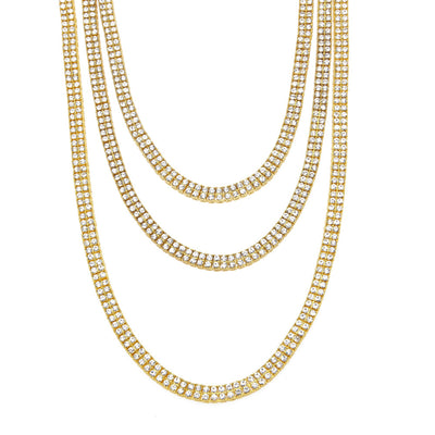 Collar de Doble Fila con Diamantes Estilo Hip Hop - Image 9