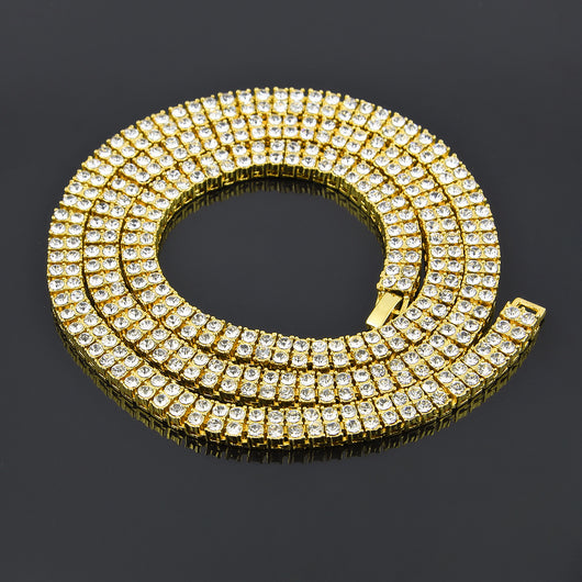 Collar de Doble Fila con Diamantes Estilo Hip Hop - Image 11