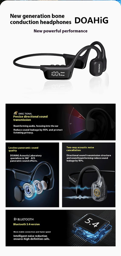 Auriculares de Conducción Ósea con Pantalla Bluetooth Resistentes al Agua para Deportes - Image 10