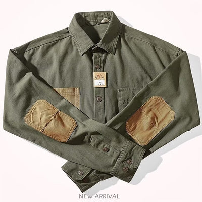 Camisa de Algodón Lavado para Hombre - Estilo Retro Casual con Mangas Largas - Image 11