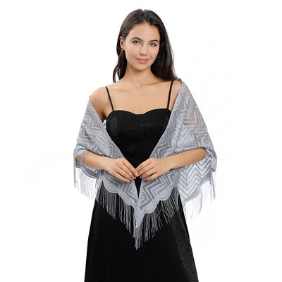 Vestido de Noche con Capa de Encaje y Escote Triangular - Image 84