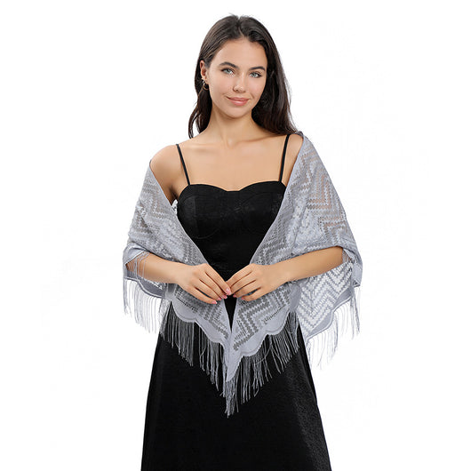 Vestido de Noche con Capa de Encaje y Escote Triangular - Image 84
