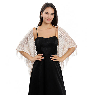 Vestido de Noche con Capa de Encaje y Escote Triangular - Image 86