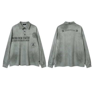 Polo Manga Larga con Letras Distressed Punk Waste Soil - Image 25
