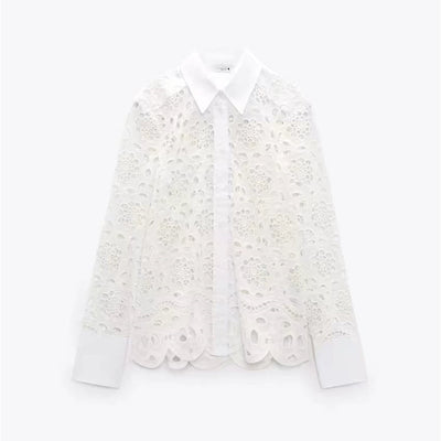 Traje Falda Camisa con Solapa Calada Elegante - Image 14