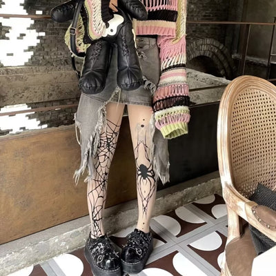 Media de Halloween Gótica Tarantula Negra - Estilo Punk - Image 13