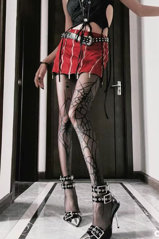 Media de Halloween Gótica Tarantula Negra - Estilo Punk - Image 14