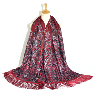 Pañuelo Étnico Retro Estampado Cachemir Xinjiang con Borlas - Image 15