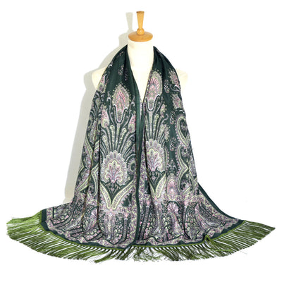 Pañuelo Étnico Retro Estampado Cachemir Xinjiang con Borlas - Image 17