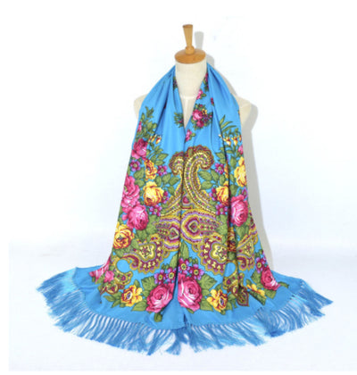 Pañuelo Étnico Retro Estampado Cachemir Xinjiang con Borlas - Image 21