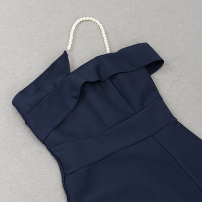 Vestido Bandage Azul Ajustado con Escote al Hombro y Abertura Lateral - Image 31