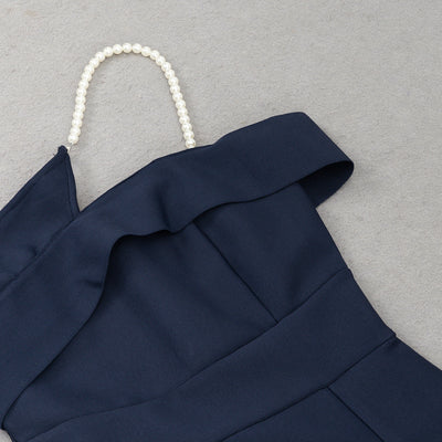 Vestido Bandage Azul Ajustado con Escote al Hombro y Abertura Lateral - Image 45