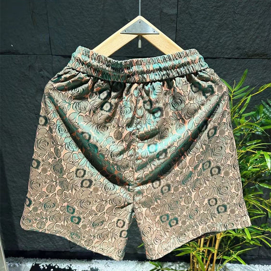 Shorts Étnicos Estilo Floral Láser en Tela Ice Silk para Hombre - Image 12
