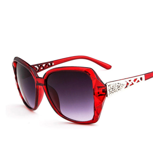 Women's retro big frame sunglasses with brown faceted frames, gradient purple lenses, and rhinestone-detailed silver temples. - Image 22