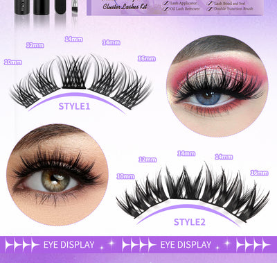 Kit Completo de Pestañas Postizas Segmentadas con Adhesivo Doble - Image 24