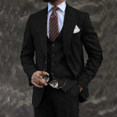 Traje Ejecutivo Tres Piezas Rosa Claro para Hombre - Estilo Europeo y Americano - Image 14