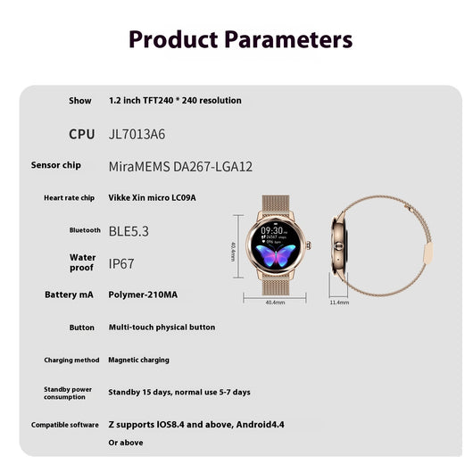 Smartwatch Elegante para Mujer con Monitor de Frecuencia Cardíaca y Oxígeno en Sangre - Image 8