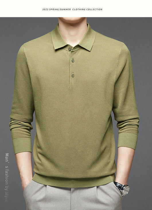 Camiseta Manga Larga de Seda Morera para Hombre - Básico Liso - Image 30