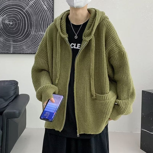 Cardigan Tejido con Capucha Estilo Hong Kong - Diseño Trendy Otoño - Image 14
