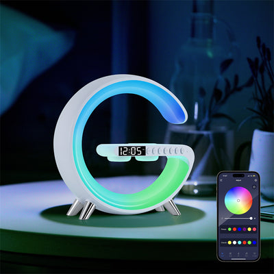 Lámpara LED Inteligente G con Altavoz Bluetooth, Cargador Inalámbrico y Control por App - Image 39