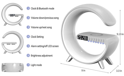 Lámpara LED Inteligente G con Altavoz Bluetooth, Cargador Inalámbrico y Control por App - Image 44